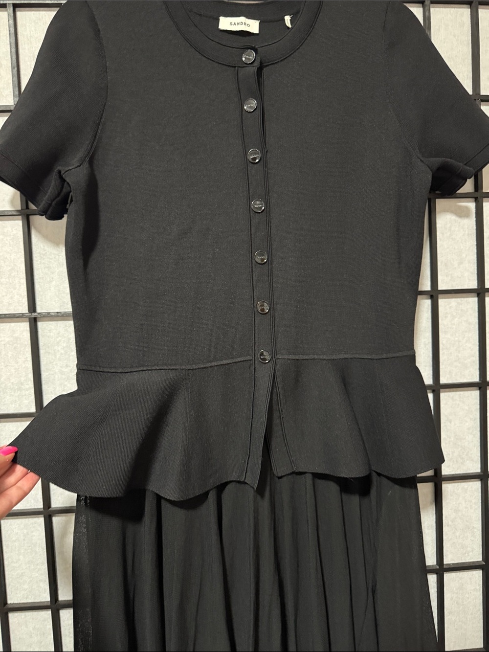 Sandro Judith Peplum Maxi Dress Black Size 8 / FR 40 - Picture 12 of 14